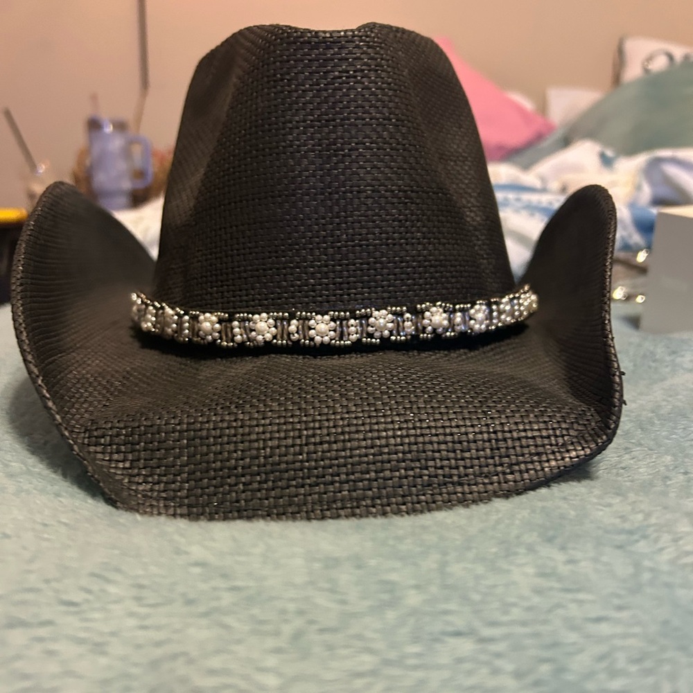 Black Beaded Women's or Men's Cowboy Hat